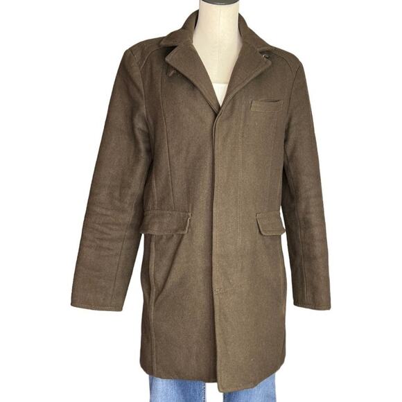 KENNETH Cole Mens Green Wool Blend Coat with Collar Small - Picture 1 of 10